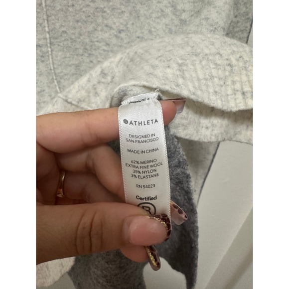 ATHLETA Women's XS Merino‎ Wool Blend Turtleneck Sweater Light Gray - Picture 6 of 8
